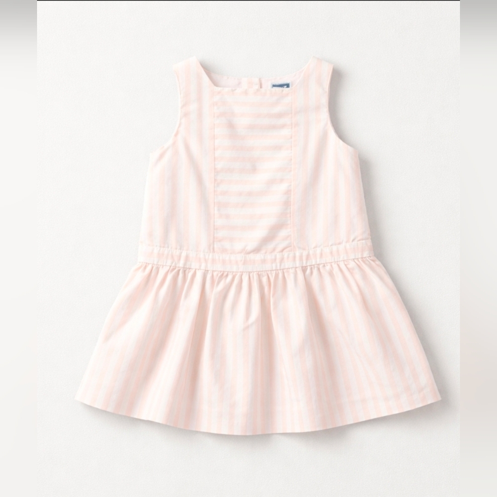 Janie and Jack Baby Girls Pink White Striped Sleeveless Drop Waist Dress 3-6M